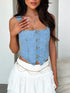 'Winslet' Sleeveless Denim Crop Top - Celes Fashion